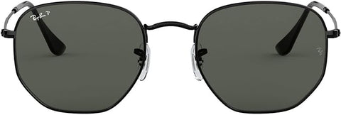 RAY-BAN HEXAGONAL FLAT LENS SUNGLASSES, BLACK/POLARIZED G-15 GREEN, RB3548N 54