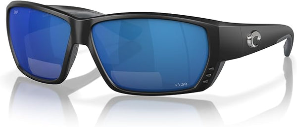 COSTA DEL MAR TUNA ALLEY READERS MAN SUNGLASSES ,MATTE BLACK/BLUE MIRROR, 62