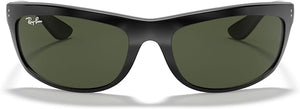 RAY-BAN BALORAMA RECTANGULAR SUNGLASSES, BLACK/G-15 GREEN, RB4089 62