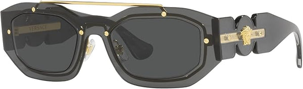 VERSACE UNISEX SUNGLASSES TRANSPARENT DARK GREY FRAME, DARK GREY LENSES, 51