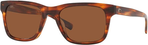 COSTA DEL MAR MENS TYBEE RECTANGULAR SUNGLASSES, SHINY TORTOISE/COPPER POLARIZED-580G, 52