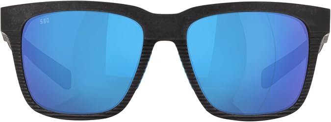 COSTA DEL MAR MAN SUNGLASSES NET GRAY WITH BLUE RUBBER FRAME, BLUE MIRROR LENSES, 55