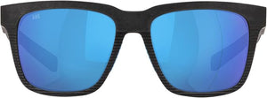 COSTA DEL MAR MAN SUNGLASSES NET GRAY WITH BLUE RUBBER FRAME, BLUE MIRROR LENSES, 55