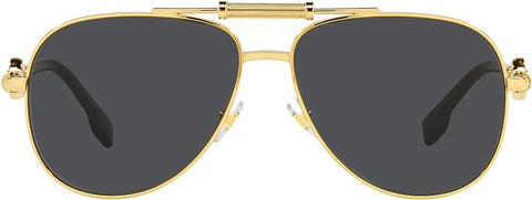 VERSACE UNISEX SUNGLASSES GOLD FRAME, DARK GREY LENSES, 59