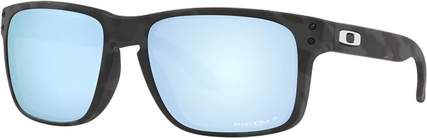 OAKLEY MEN'S HOLBROOK SQUARE SUNGLASSES, MATTE BLACK CAMO/PRIZM DEEP WATER POLARIZED, OO9102 55