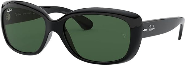 RAY-BAN WOMEN'S JACKIE OHH BUTTERFLY SUNGLASSES, BLACK/POLARIZED DARK GREEN, RB4101 58