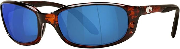 COSTA DEL MAR MEN'S BRINE OVAL SUNGLASSES, TORTOISE/GREY BLUE MIRRORED POLARIZED-580P, 59