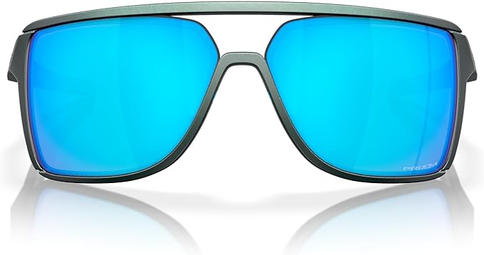 OAKLEY MEN'S CASTEL RECTANGULAR SUNGLASSES, MATTE SILVER/BLUE COLORSHIFT/PRIZM SAPPHIRE, OO9147 63