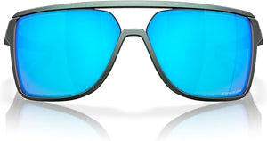 OAKLEY MEN'S CASTEL RECTANGULAR SUNGLASSES, MATTE SILVER/BLUE COLORSHIFT/PRIZM SAPPHIRE, OO9147 63