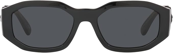 VERSACE UNISEX SUNGLASSES BLACK FRAME, DARK GREY LENSES, 53