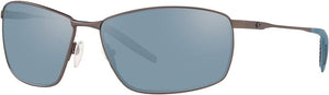 COSTA DEL MAR MENS TURRET RECTANGULAR SUNGLASSES, MATTE DARK GUNMETAL/GREY SILVER MIRRORED POLARIZED-580P, 63