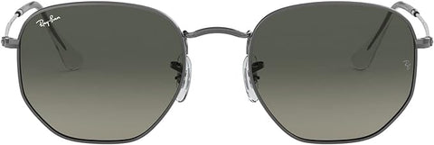 RAY-BAN HEXAGONAL FLAT LENS SUNGLASSES, GUNMETAL/LIGHT GREY GRADIENT DARK GREY, RB3548N 48