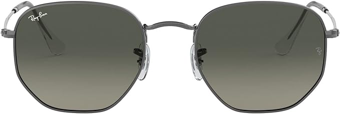 RAY-BAN HEXAGONAL FLAT LENS SUNGLASSES, GUNMETAL/LIGHT GREY GRADIENT DARK GREY, RB3548N 51