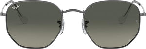 RAY-BAN HEXAGONAL FLAT LENS SUNGLASSES, GUNMETAL/LIGHT GREY GRADIENT DARK GREY, RB3548N 51