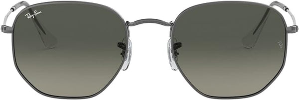 RAY-BAN HEXAGONAL FLAT LENS SUNGLASSES, GUNMETAL/LIGHT GREY GRADIENT DARK GREY, RB3548N 51