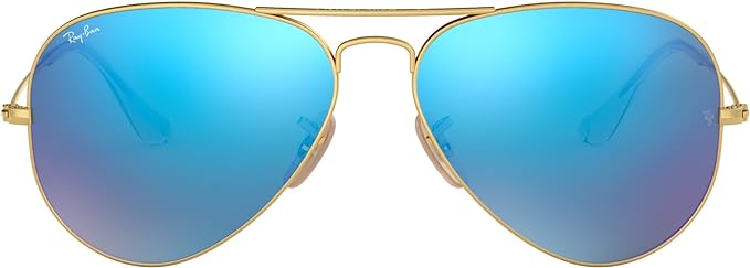 RAY-BAN CLASSIC AVIATOR SUNGLASSES, MATTE GOLD/GREY MIRRORED BLUE, RB3025 58