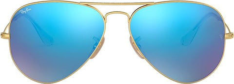 RAY-BAN CLASSIC AVIATOR SUNGLASSES, MATTE GOLD/GREY MIRRORED BLUE, RB3025 58