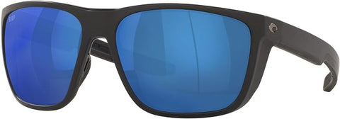 COSTA DEL MAR MENS FERG SQUARE SUNGLASSES, MATTE BLACK/BLUE MIRRORED POLARIZED-580P, 59