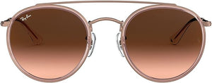 RAY-BAN DOUBLE BRIDGE ROUND SUNGLASSES, COPPER/PINK GRADIENT BROWN, RB3647N 51