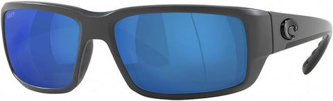 COSTA DEL MAR MENS FANTAIL RECTANGULAR SUNGLASSES, MATTE GREY/BLUE MIRRORED POLARIZED-580P, 59