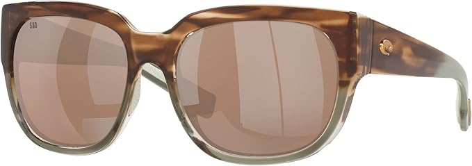 COSTA DEL MAR WOMENS WATER WOMAN II SQUARE SUNGLASSES, SHINY OCEAN JADE/COPPER SILVER MIRRORED POLARIZED-580G, 58