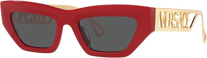 VERSACE WOMAN SUNGLASSES RED FRAME, DARK GREY LENSES, 53