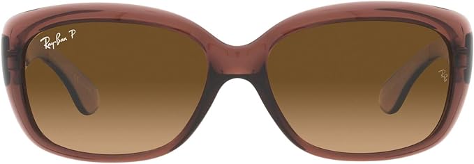 RAY-BAN WOMEN'S JACKIE OHH BUTTERFLY SUNGLASSES, TRANSPARENT DARK BROWN/BROWN GRADIENT POLARIZED, RB4101 58