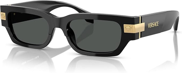 VERSACE MAN SUNGLASSES BLACK FRAME, DARK GREY LENSES, 53