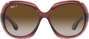 RAY-BAN WOMEN'S JACKIE OHH II BUTTERFLY SUNGLASSES, TRANSPARENT DARK BROWN/GREY GRADIENT BROWN POLARIZED,  RB4098 60