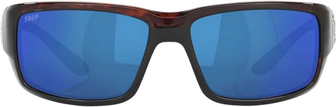 COSTA DEL MAR MENS FANTAIL RECTANGULAR SUNGLASSES, TORTOISE/GREY BLUE MIRRORED POLARIZED-580P, 59