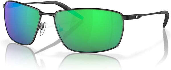 COSTA DEL MAR MAN SUNGLASSES MATTE BLACK/GREEN MIRROR,63