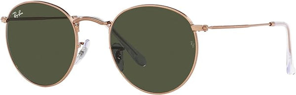 RAY-BAN ROUND METAL SUNGLASSES, ROSE GOLD/GREEN, RB3447 50