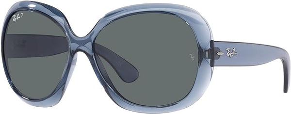 RAY-BAN WOMEN'S JACKIE OHH II BUTTERFLY SUNGLASSES, TRANSPARENT BLUE/DARK GREY POLARIZED,  RB4098 60