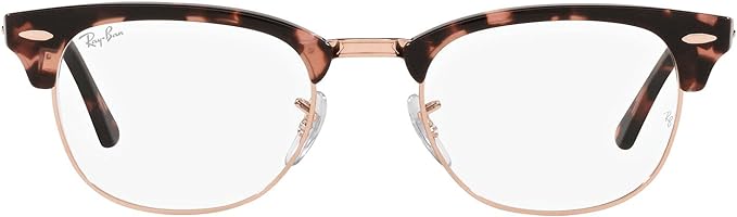 RAY-BAN CLUBMASTER SQUARE PRESCRIPTION EYEWEAR FRAMES, PINK HAVANA/DEMO LENS, RX5154 51