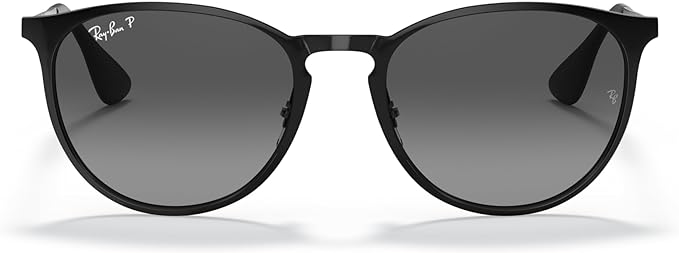 RAY-BAN ERIKA METAL ROUND SUNGLASSES, BLACK/POLARIZED LIGHT GREY GRADIENT GREY, RB3447N 54