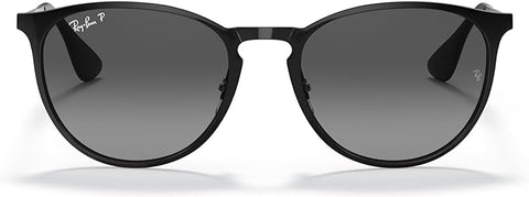 RAY-BAN ERIKA METAL ROUND SUNGLASSES, BLACK/POLARIZED LIGHT GREY GRADIENT GREY, RB3447N 54