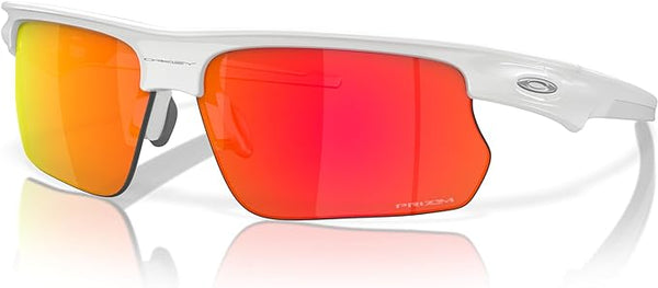 OAKLEY MEN'S BISPHAERA RECTANGULAR SUNGLASSES, POLISHED WHITE/PRIZM RUBY, OO9400 68