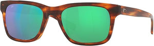 COSTA DEL MAR MENS TYBEE RECTANGULAR SUNGLASSES, SHINY TORTOISE/COPPER GREEN MIRRORED POLARIZED-580G, 52