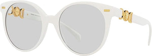 VERSACE WOMAN SUNGLASSES WHITE FRAME, PHOTO GREY LENSES, 55