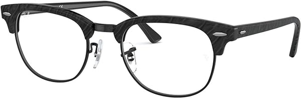 RAY-BAN CLUBMASTER SQUARE PRESCRIPTION EYEGLASS FRAMES, WRINKLED BLACK ON BLACK/DEMO LENS, RX5154 51