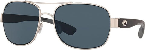 COSTA DEL MAR MENS COCOS RECTANGULAR SUNGLASSES, PALLADIUM/GREY POLARIZED-580P, 59