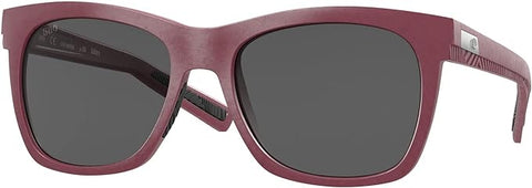 COSTA DEL MAR WOMENS CALDERA RECTANGULAR SUNGLASSES, NET PLUM/GREY POLARIZED-580G, 55