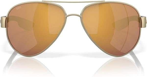 COSTA DEL MAR MENS SOUTH POINT AVIATOR SUNGLASSES, ROSE GOLD/COPPER GREEN MIRRORED POLARIZED-580P, 59