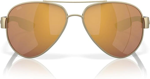 COSTA DEL MAR MENS SOUTH POINT AVIATOR SUNGLASSES, ROSE GOLD/COPPER GREEN MIRRORED POLARIZED-580P, 59