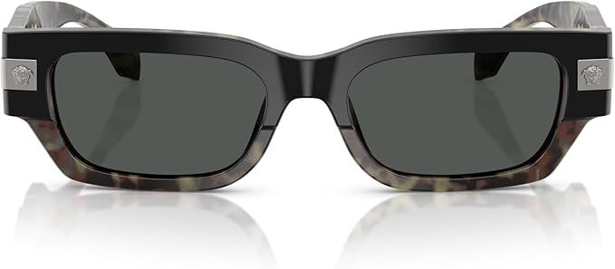 VERSACE MAN SUNGLASSES HAVANA FRAME, DARK GREY LENSES, 53