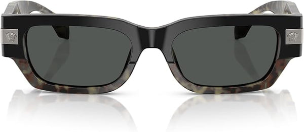 VERSACE MAN SUNGLASSES HAVANA FRAME, DARK GREY LENSES, 53