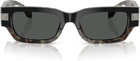 VERSACE MAN SUNGLASSES HAVANA FRAME, DARK GREY LENSES, 53