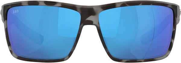 COSTA DEL MAR MENS RINCONCITO RECTANGULAR SUNGLASSES, TIGER SHARK/BLUE MIRRORED POLARIZED-580G, 60