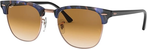 RAY-BAN CLUBMASTER SQUARE SUNGLASSES, SPOTTED BROWN/BLUE/CLEAR GRADIENT BROWN, RB3016 51