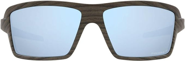 OAKLEY MEN'S CABLES RECTANGULAR SUNGLASSES, WOODGRAIN/PRIZM DEEP WATER POLARIZED, OO9129 63